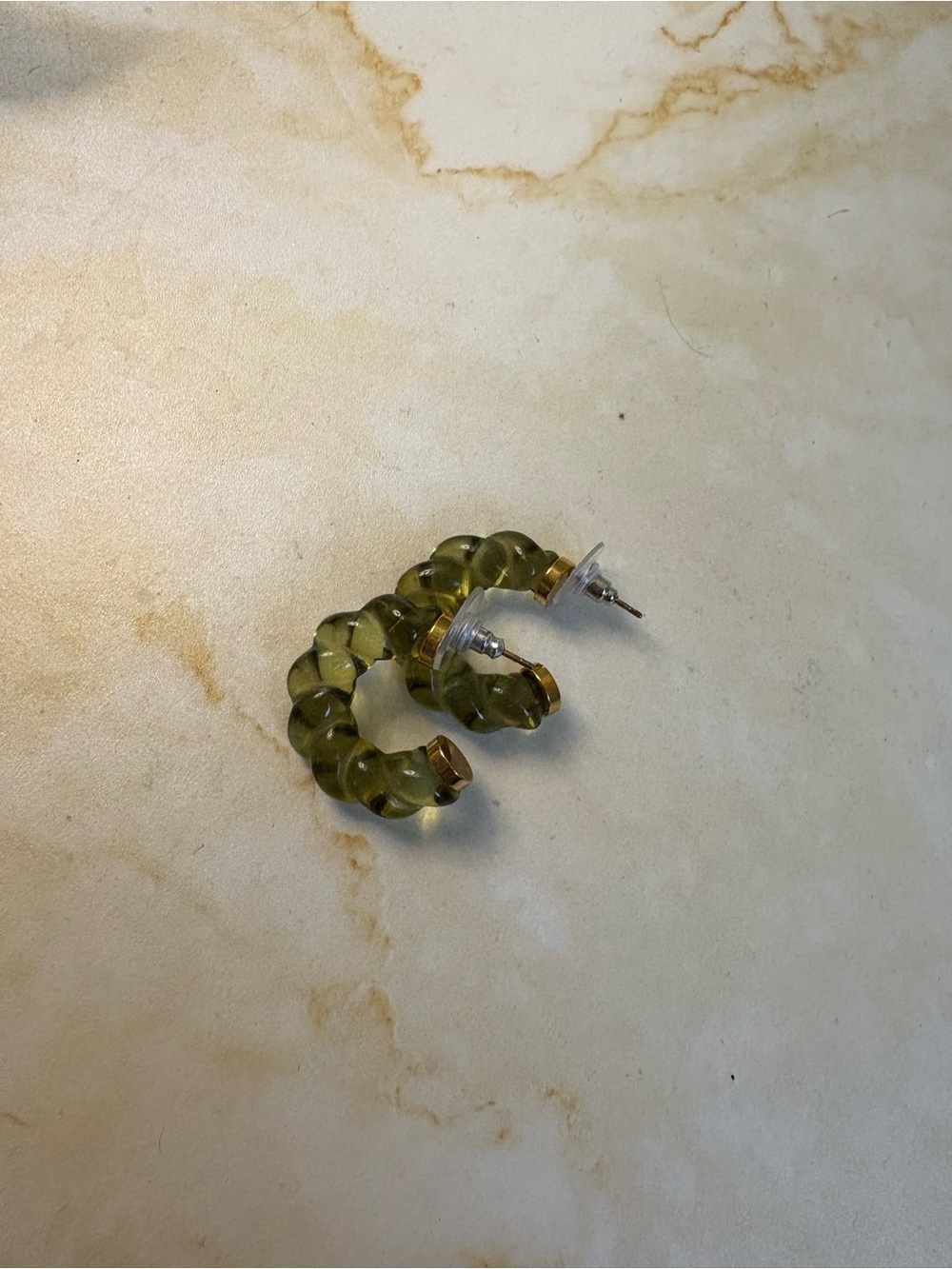 Olive Green Twist Hoop Earrings